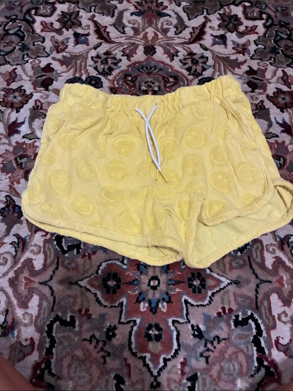 Yellow smiley shorts kids large
